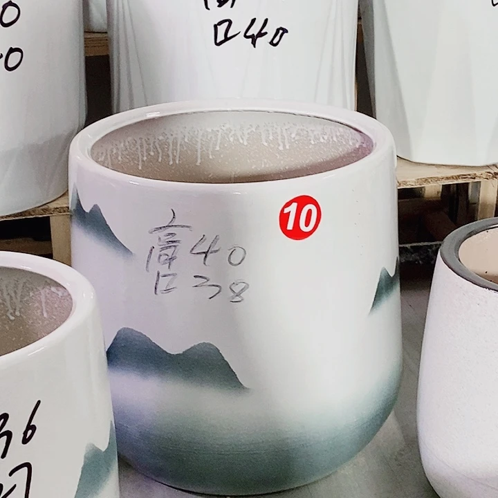 陶瓷大花盆山水福袋一套