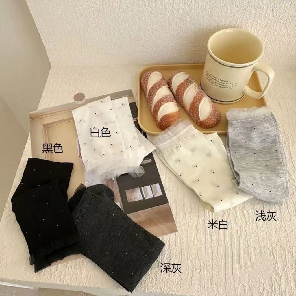 【5双装】清新甜美系"川岛学院"蕾丝口少女感透气薄袜-467 ZS