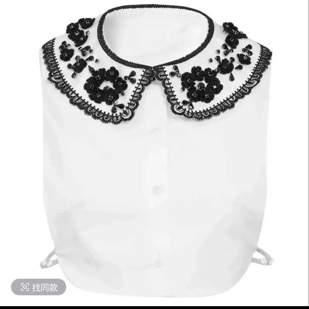 不退换 精致珠片小花假领子1300570-1030661-001