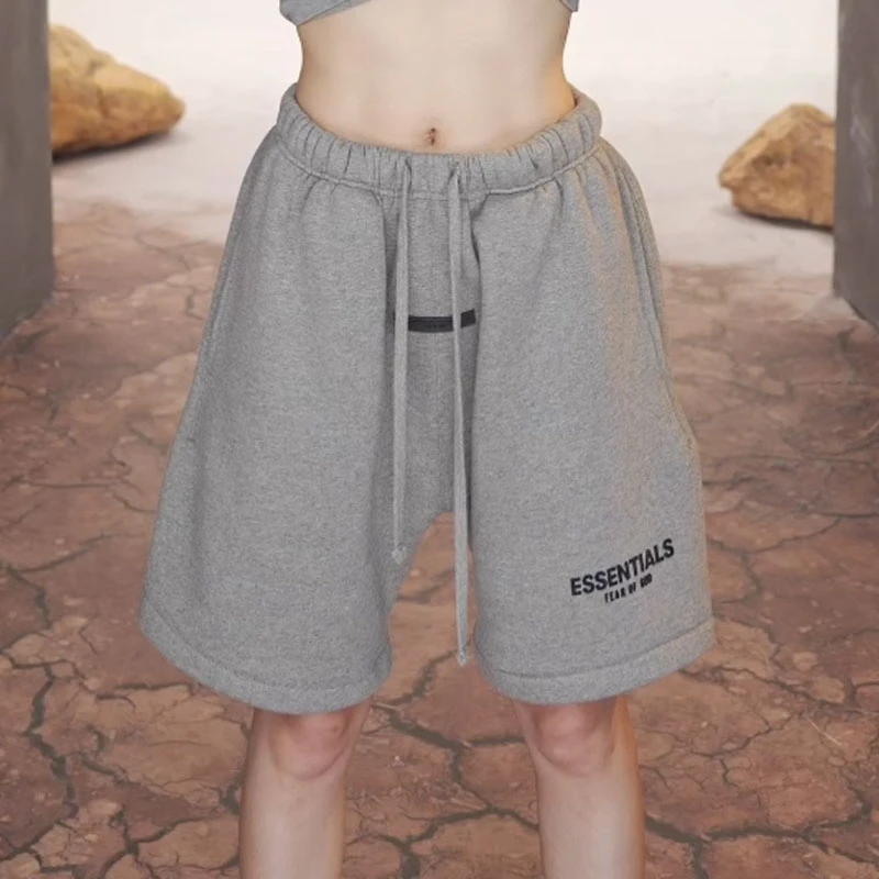 【拍1发2】Stretch Limo 字母Logo印花植绒运动休闲短裤