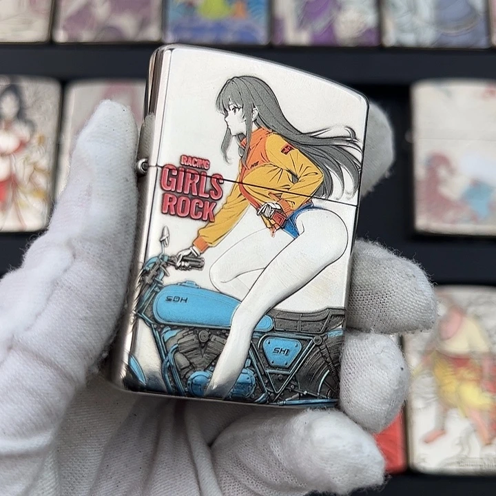 机车女孩，钛彩工艺，白铜