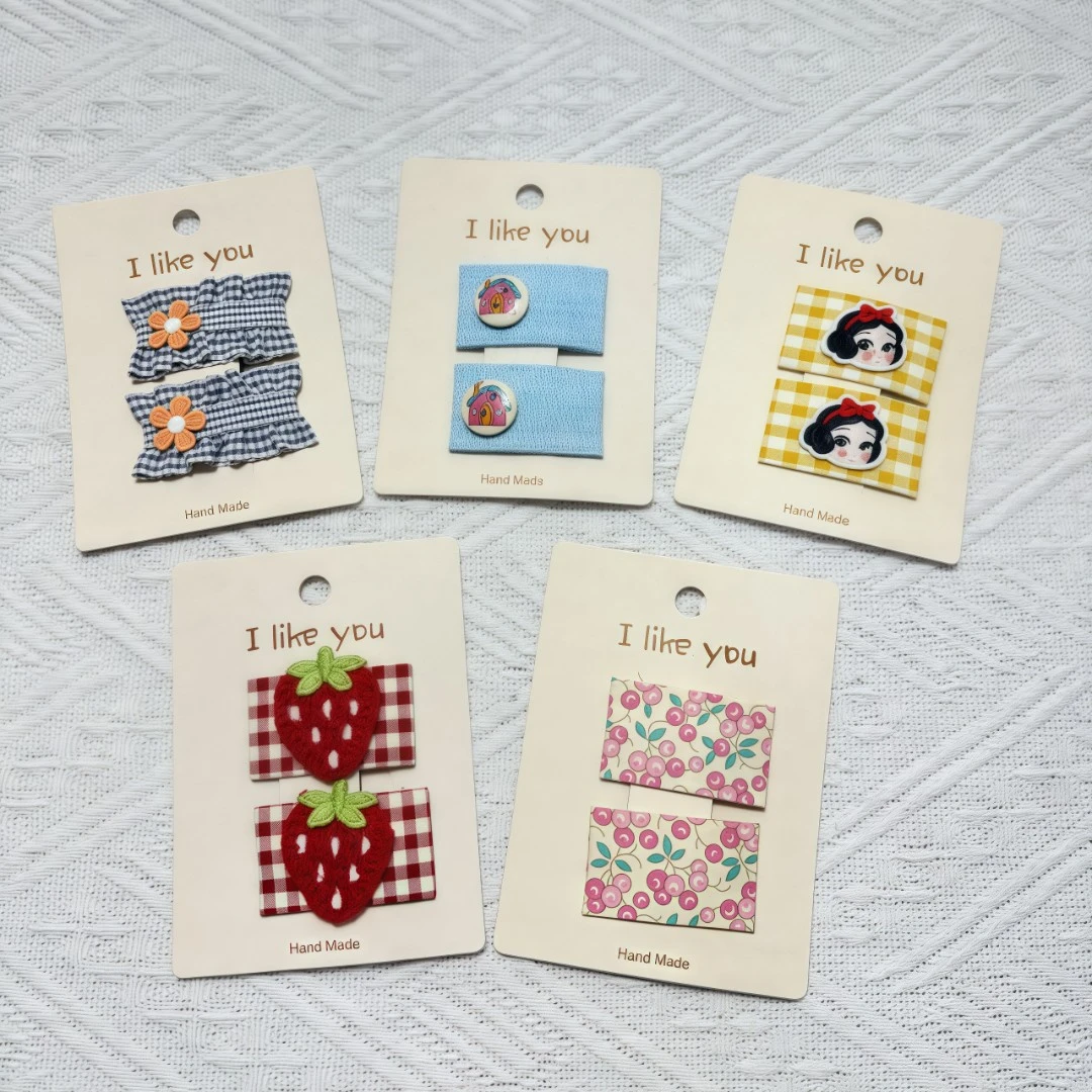 006可爱全包发夹儿童时尚发卡红色韩版经典甜美简约气质百搭手工