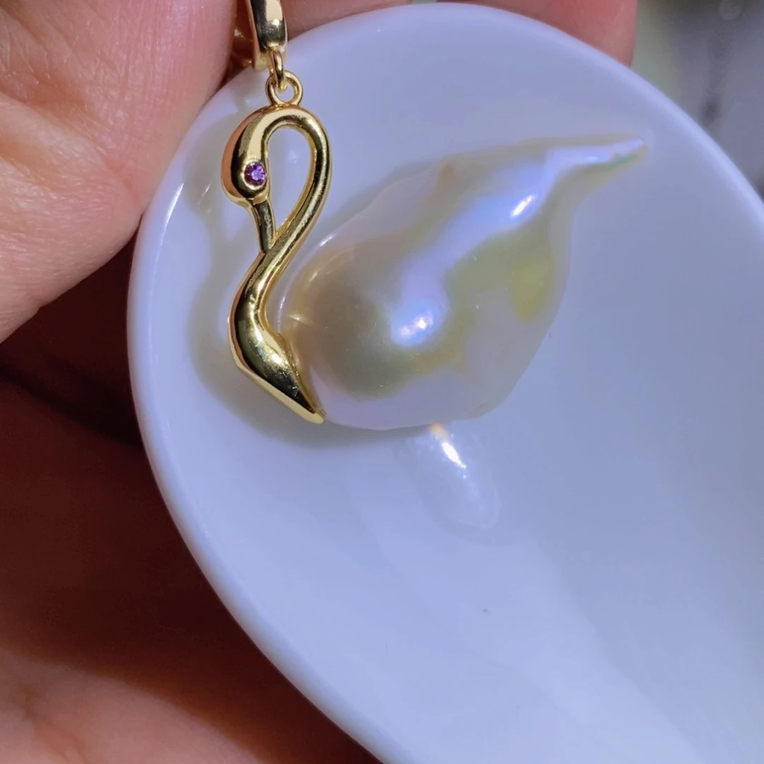 银S925镶嵌天然淡水珍珠淡水珍珠