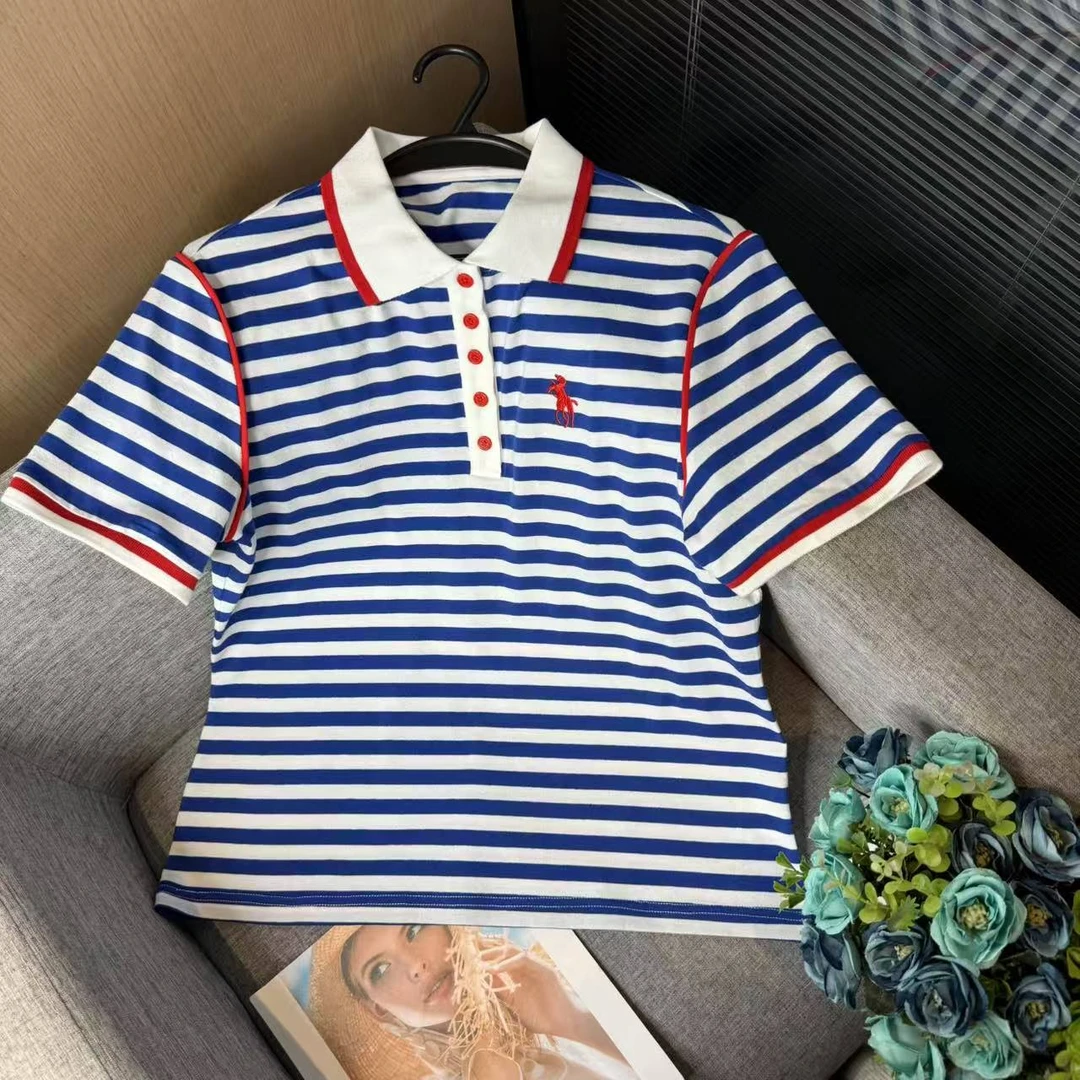 新款百搭轻奢印花短袖上衣女C6878