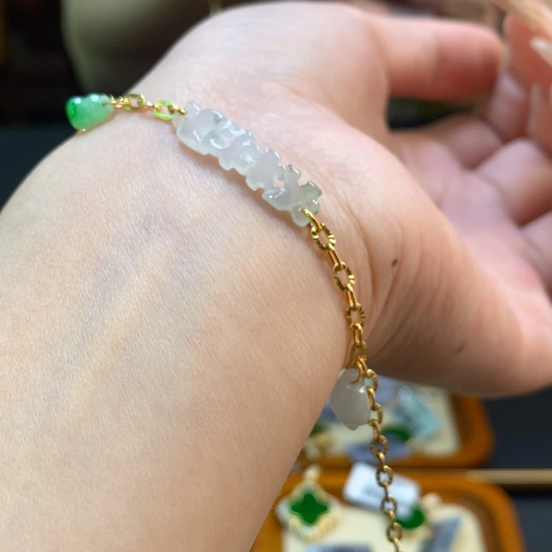 翡翠银S925镶嵌手链13275