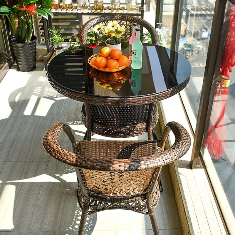 户外桌椅庭院阳台茶桌藤椅三件套露台室外腾椅藤编椅子小茶几组合