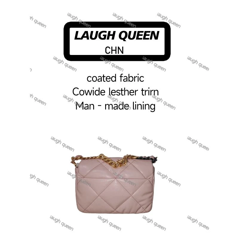 Laugh Queen手工打造真皮女士新款包 10919 黑粉灰 21.5cm