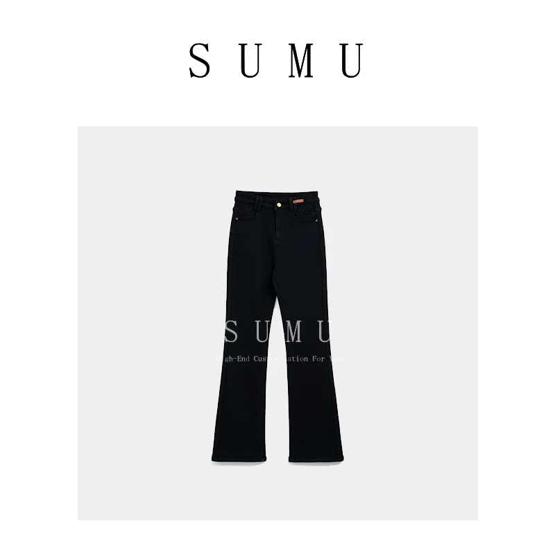 宿慕SUMU 女款牛仔裤 1-14冬季2024新款时尚牛仔微喇裤31858