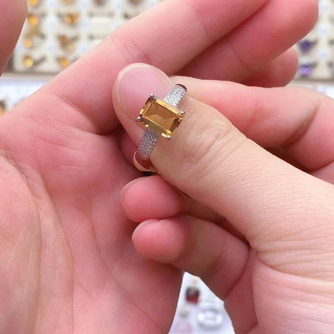 纯天然无优化黄水晶G银S925镶嵌黄晶“****理