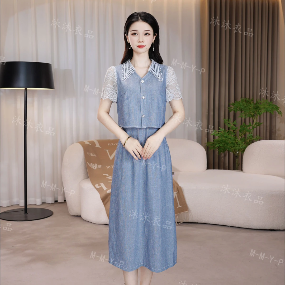减龄长裙连衣裙女装裙子蕾丝气质时尚夏季减龄长裙连衣裙洋气