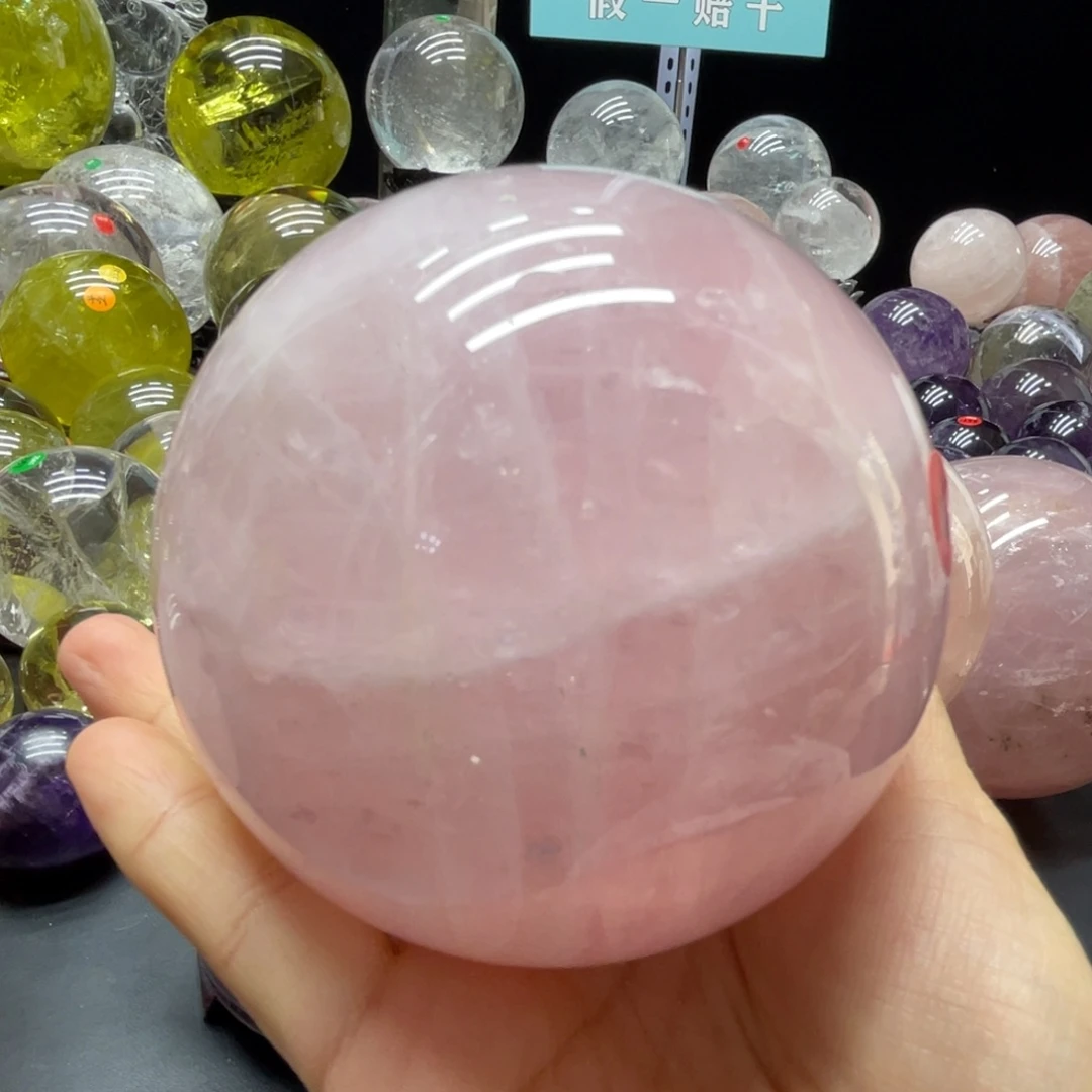 未镶嵌珠宝半成品水晶MM粉水晶球H2652
