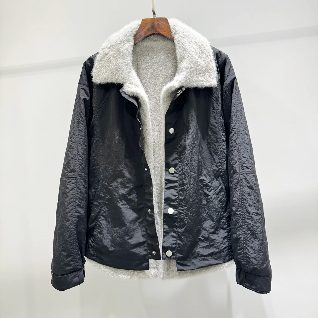 冬季新款座山雕小众气质假两件重磅加绒夹克男士潮牌保暖外套