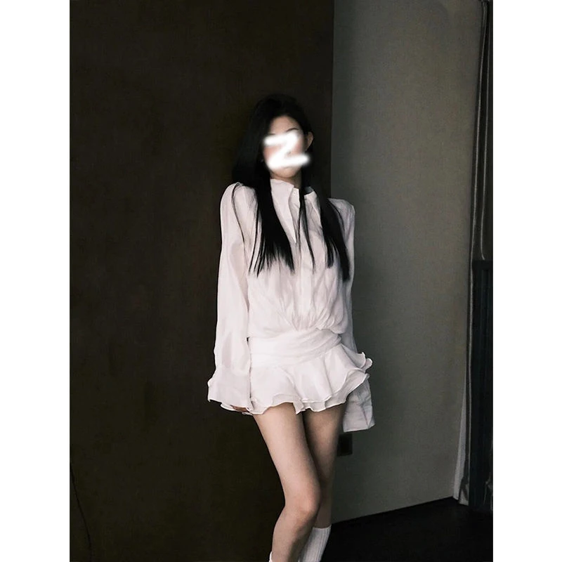 设计感别致小众纯色蓬蓬裙子女春季新款休闲通勤风甜美半身连衣裙