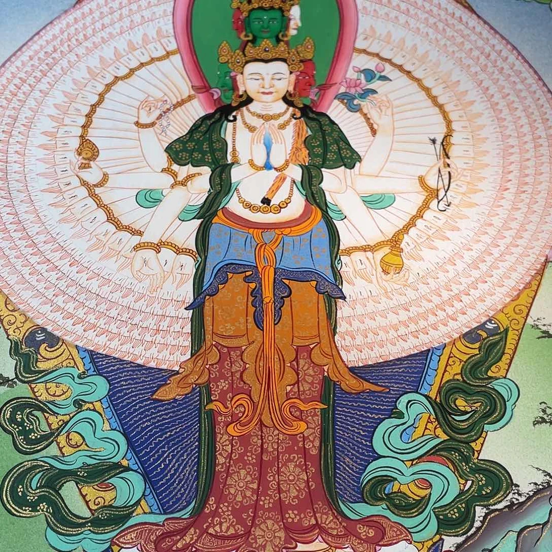 吊坠千手观音唐卡