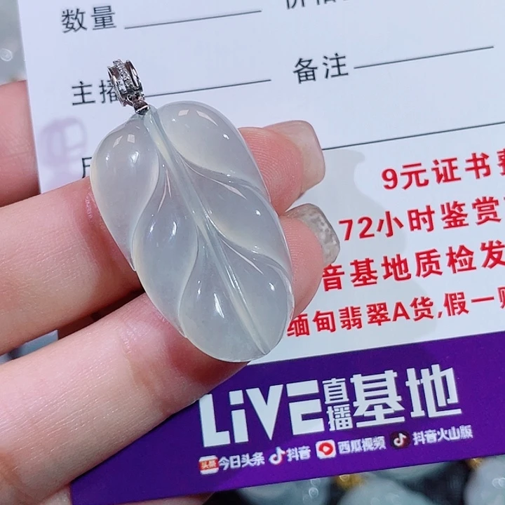 馨***儿颈饰18K金镶嵌翡翠叶子