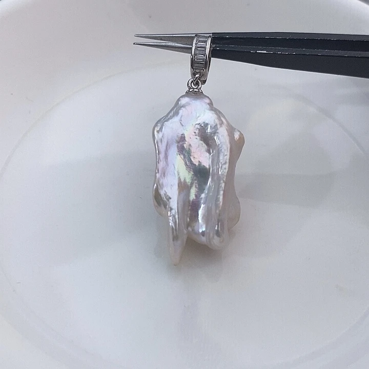淡水珍珠银S925镶嵌吊坠(不含链)27