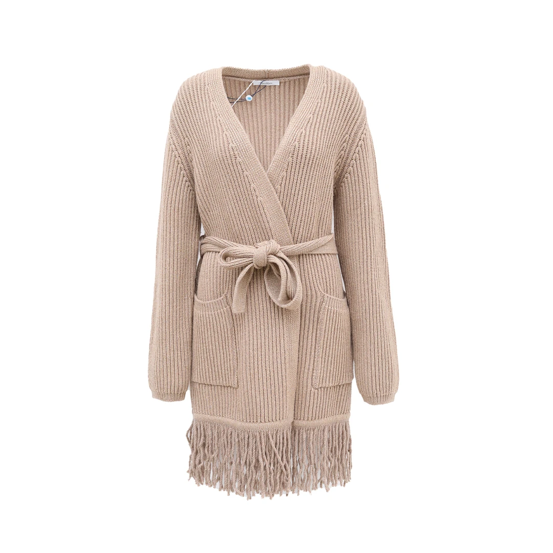 99新 MaxMara 【lu】 开衫 驼色 绵羊毛/山羊绒 L P244378035