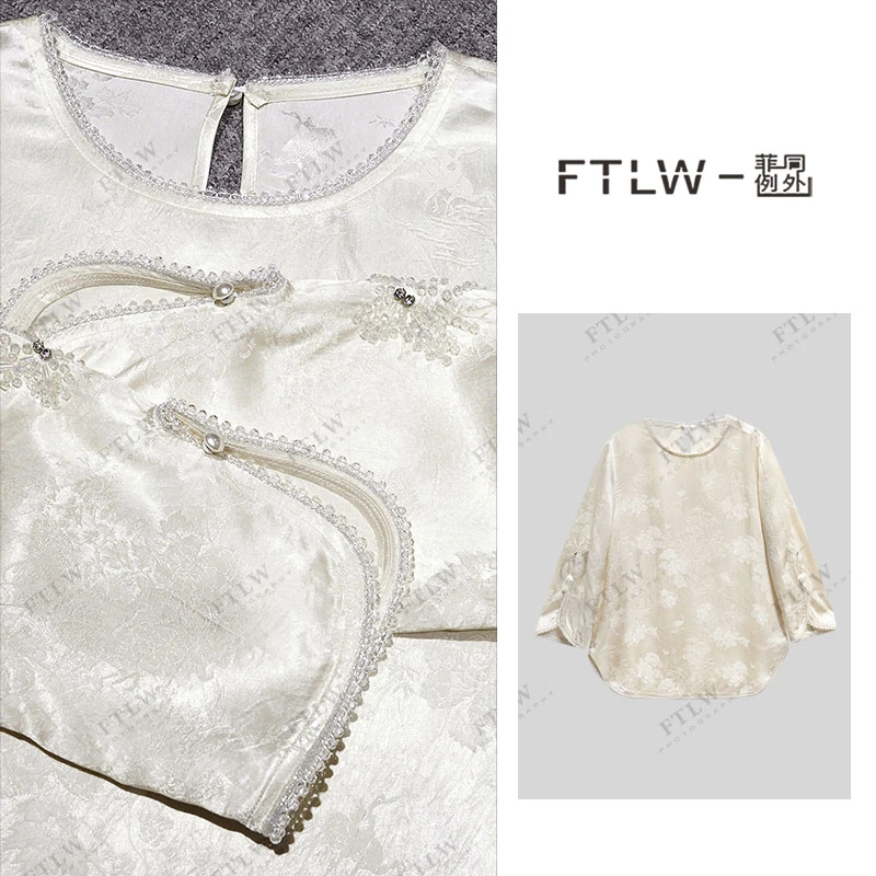 板熙FTLW-【杏雨梨云七分袖】轻奢高级感气质时尚优雅女装衬衫-3468