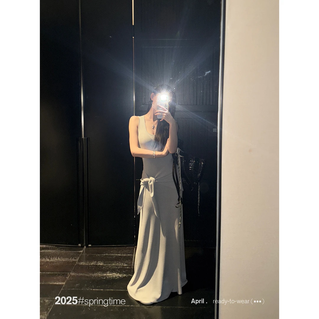 SUNONEONE 多穿法三角巾连衣裙女夏法式显瘦气质长款裙子H1001Q