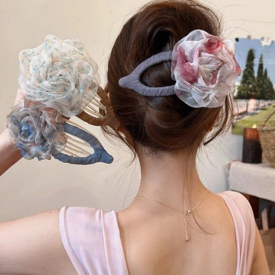 花恋春意~超仙花朵大号盘发鸭嘴夹头饰发夹女后脑勺2025新款抓夹