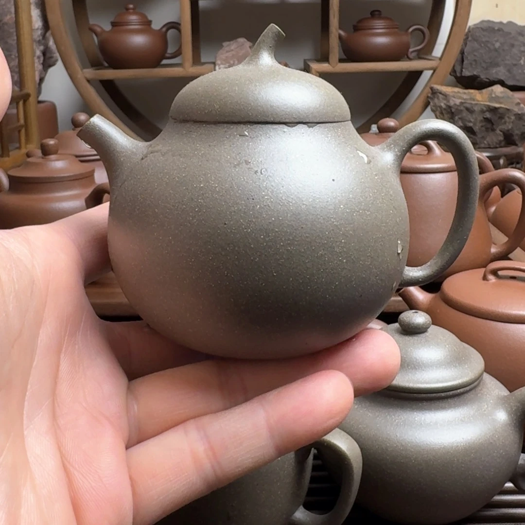 紫砂茶壶茄瓜220cc黑墩头