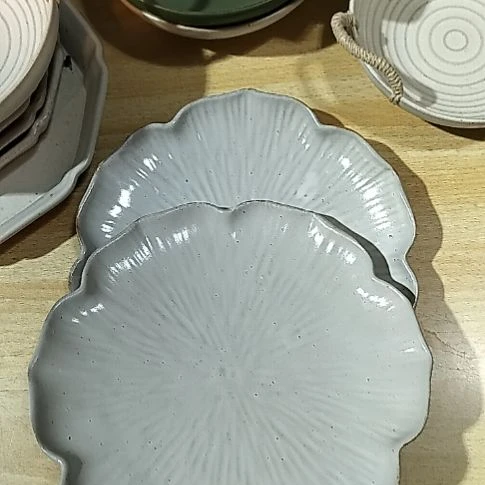 陶微瑕荷叶八寸浅盘两个一组