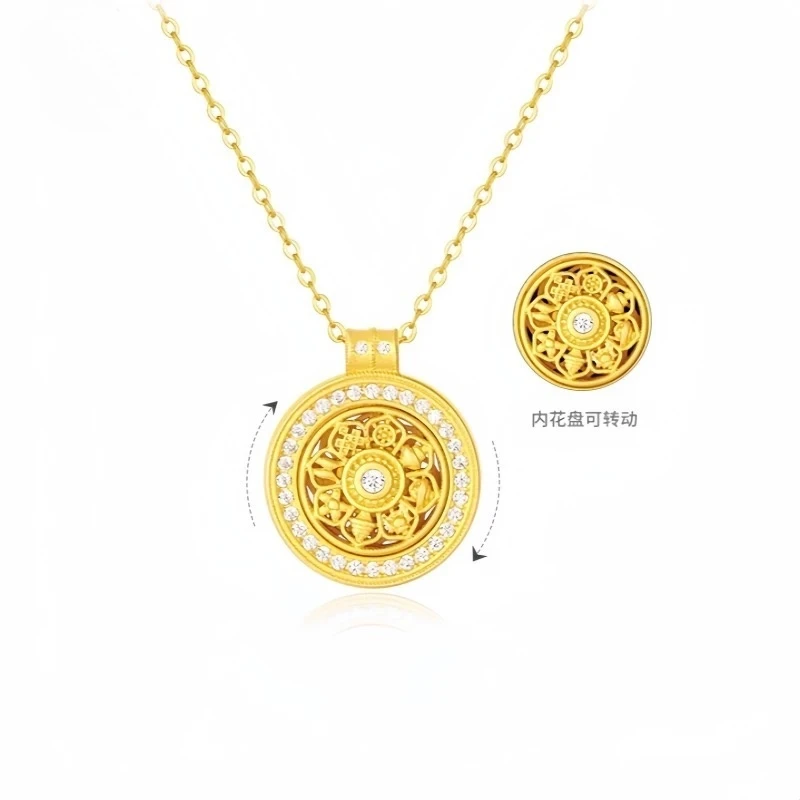 钛钢项链 可旋转时尚八宝罗盘项链百搭锁骨颈链轻奢首饰F566