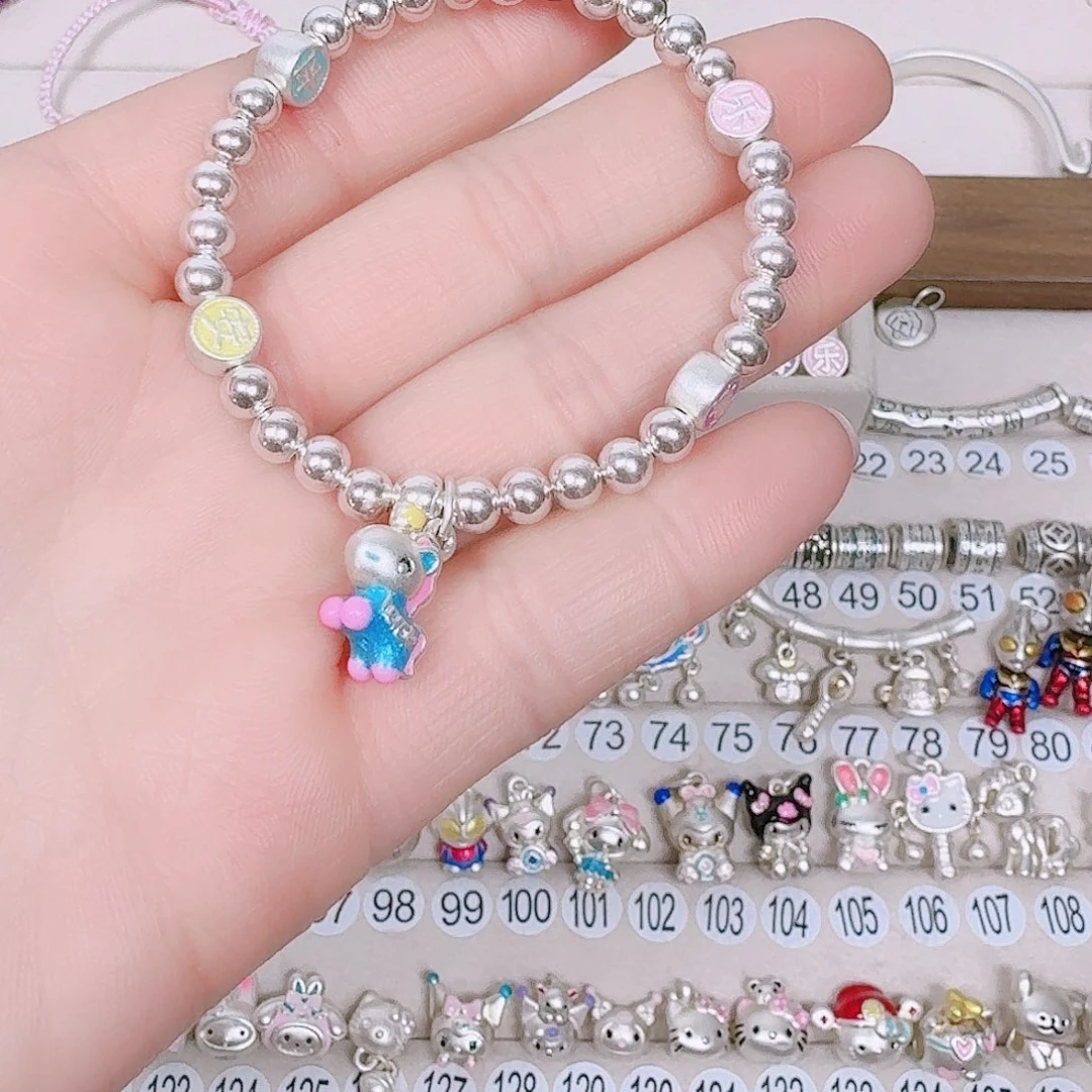 珐琅磁石足银999小马手链