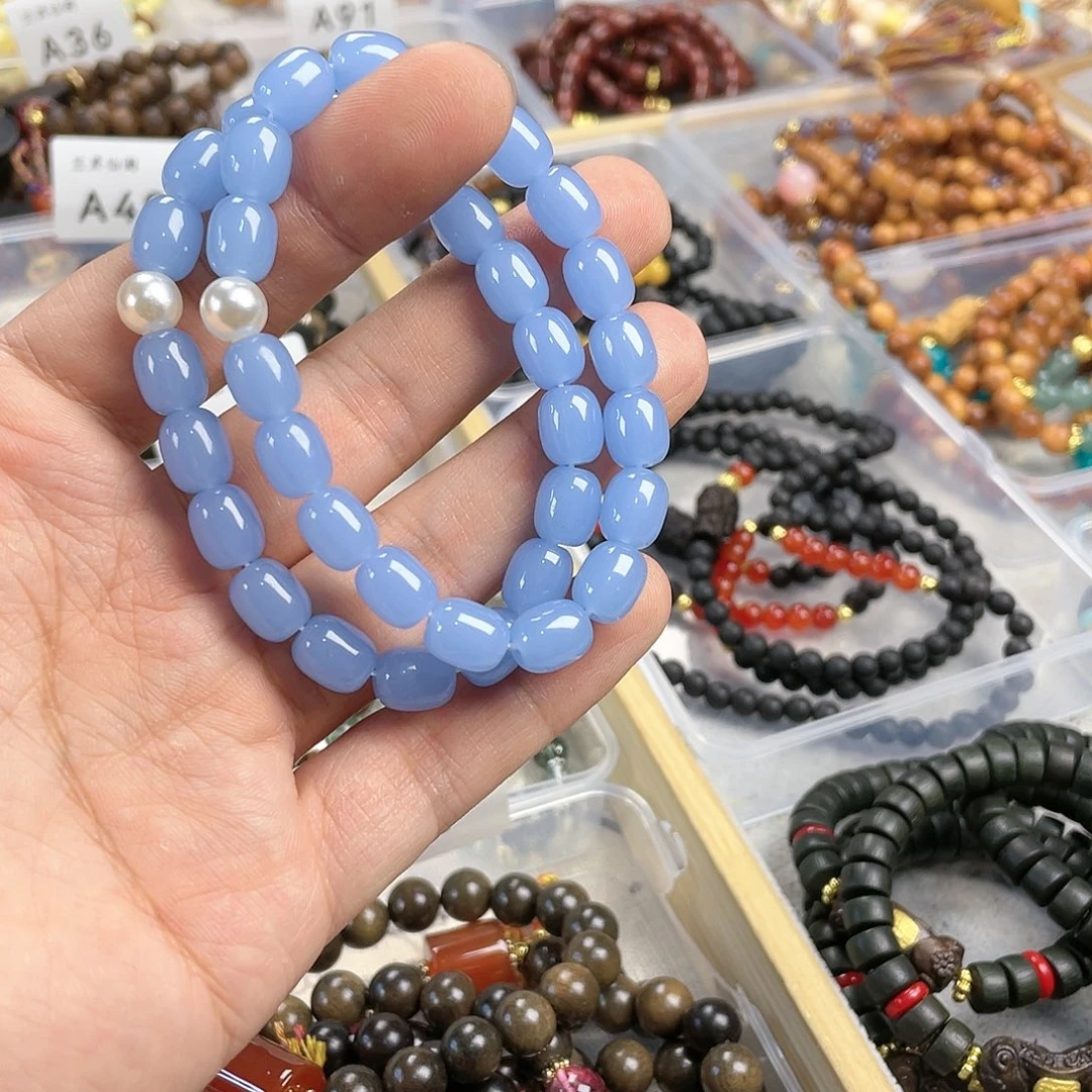 檀香木手串银S925镀金镶嵌