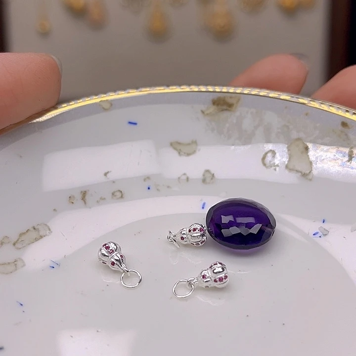 银S925镶嵌颈饰紫晶紫晶925镶嵌135