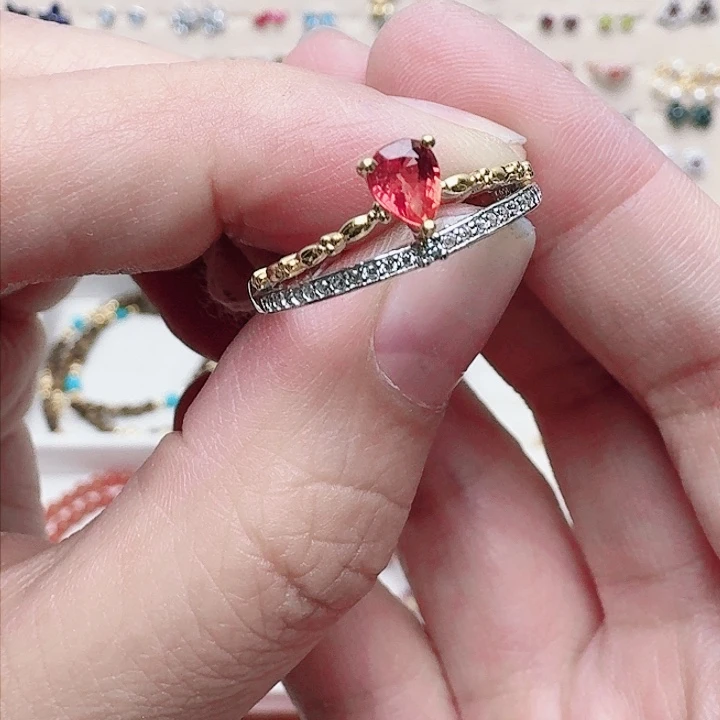 蓝宝石耳饰银S925镶嵌戒指