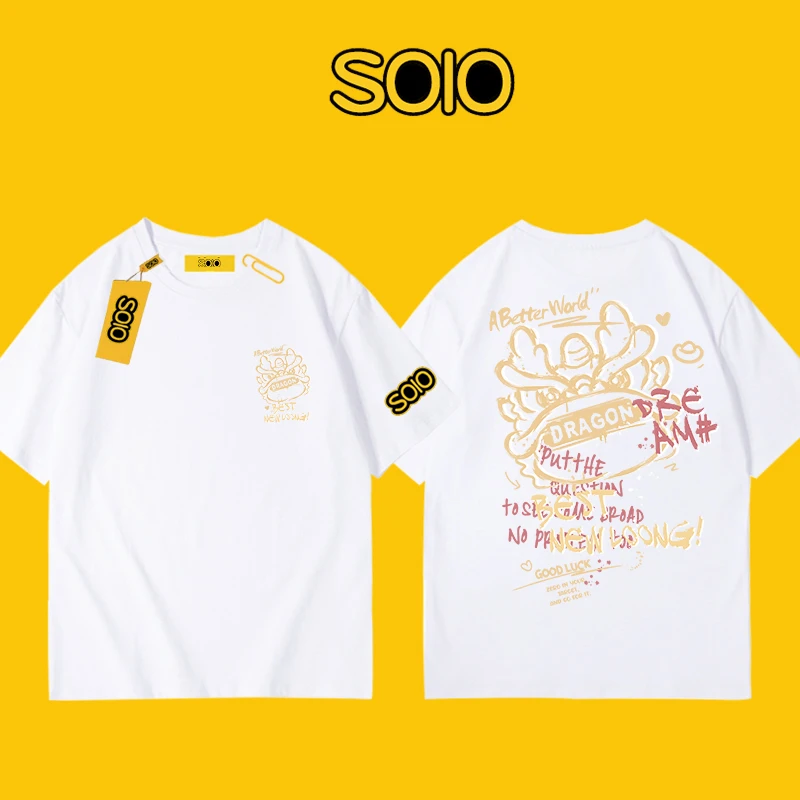 【SOLO】260g重磅休闲短袖T恤2025夏季设计感冰激凌小恶魔印花上衣