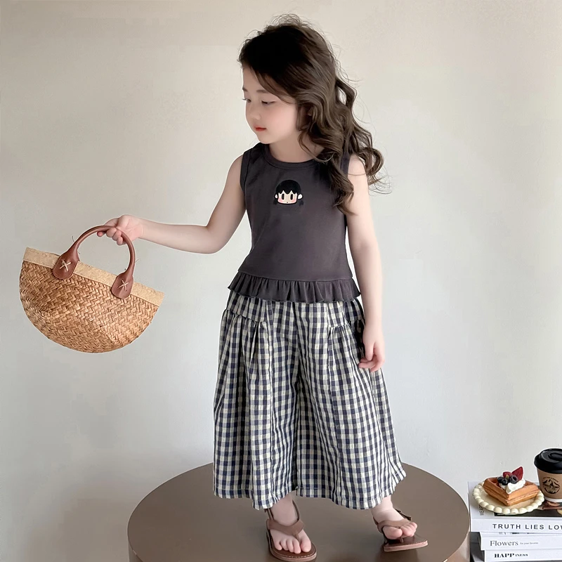 女童卡通背心套装2025新款儿童夏装韩版洋气女宝宝夏季时髦两件套