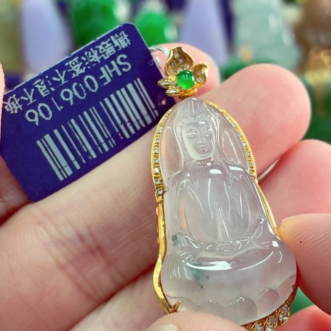 翡翠18K金镶嵌吊坠(不含链)