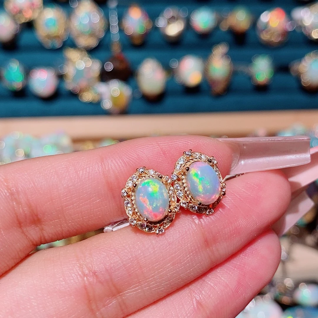 欧泊银S925镶嵌耳饰