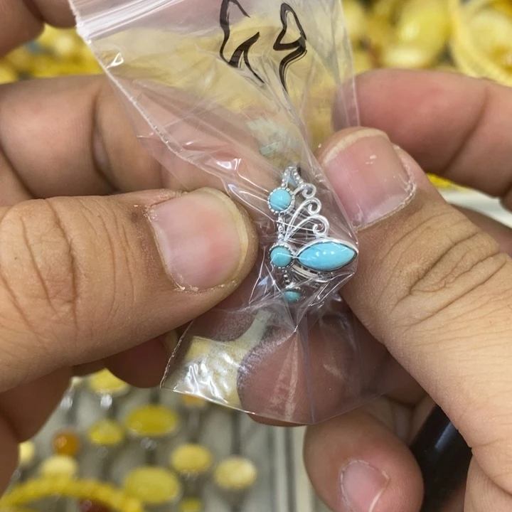 蜜蜡银S925镶嵌裸石戒指