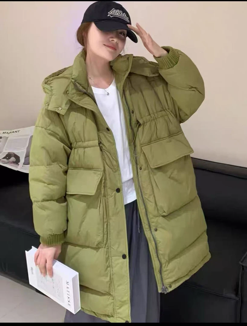 羽绒服女2024冬季新款韩版宽松通勤百搭中长款白鸭绒羽绒服632