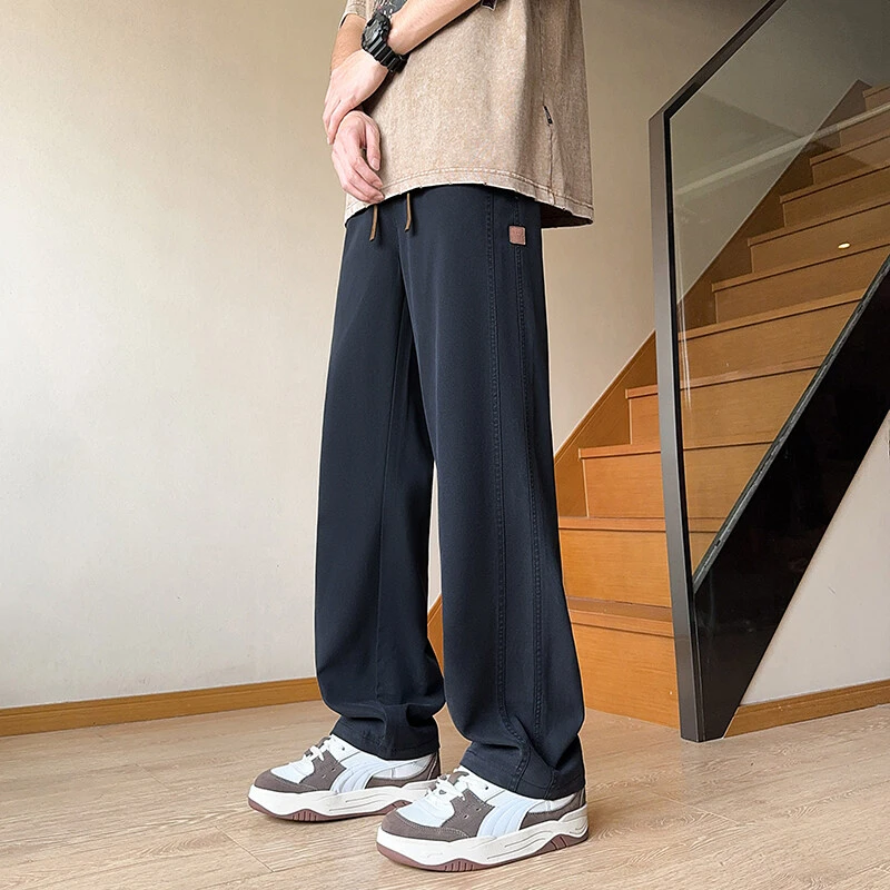 2025春季新款男士休闲裤港风青少年时尚潮流百搭垂感宽松直筒长裤