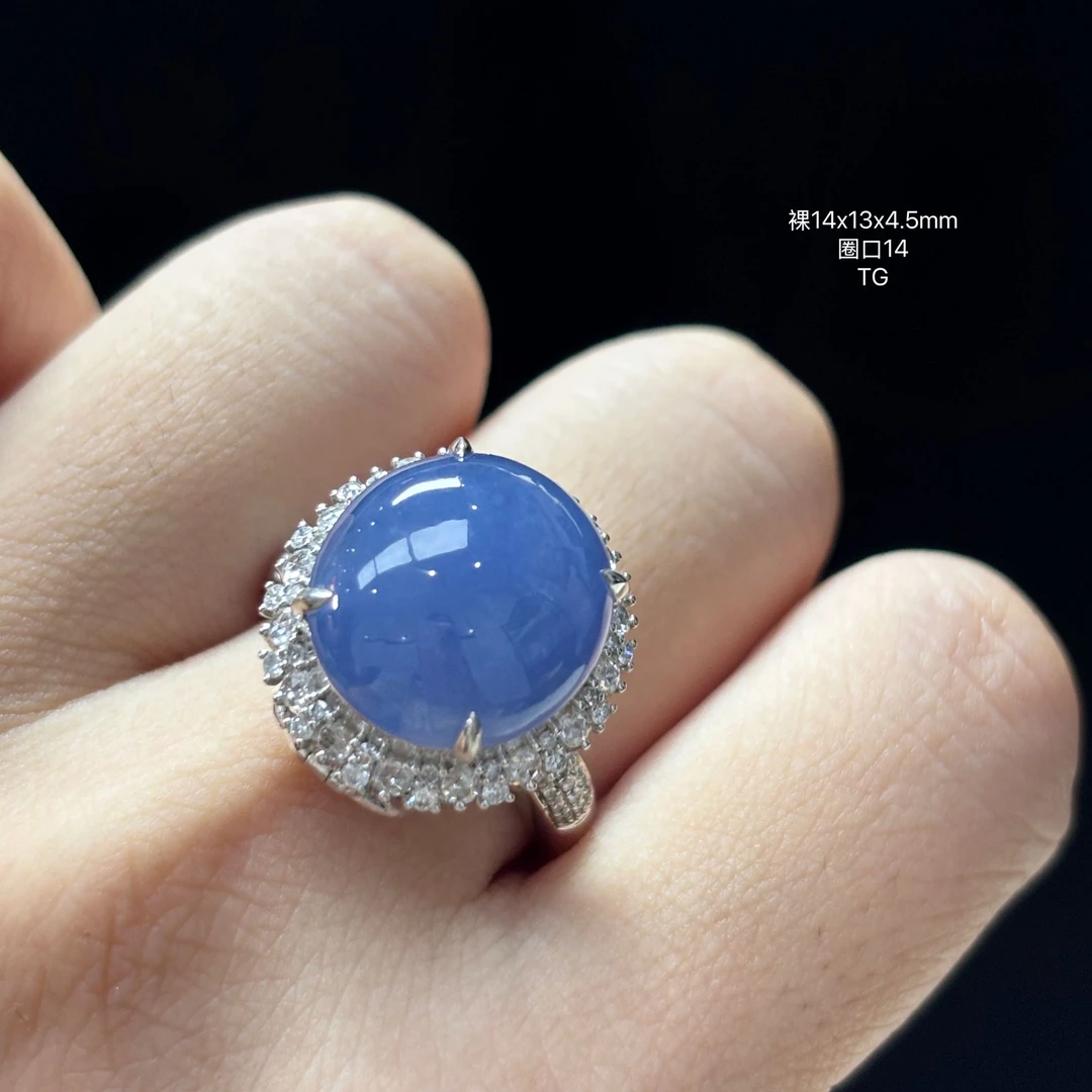 《缅甸翡翠珠宝严选》冰紫鸽子蛋玉石戒指（下单质询客服）TG