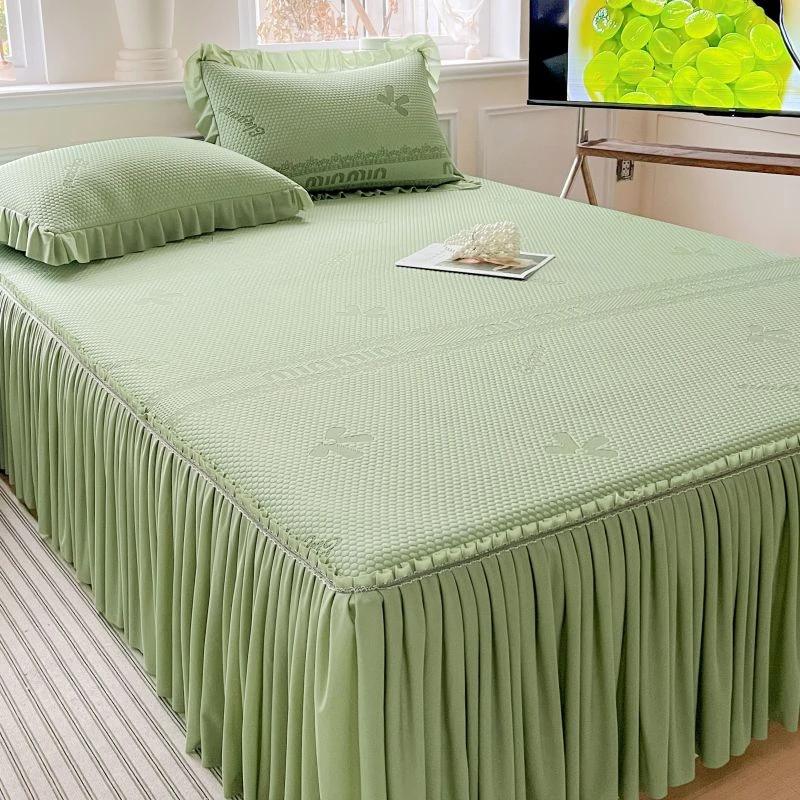 公主风床裙凉豆豆凉席三件套夏天2025新款冰丝席可机洗床罩空调席