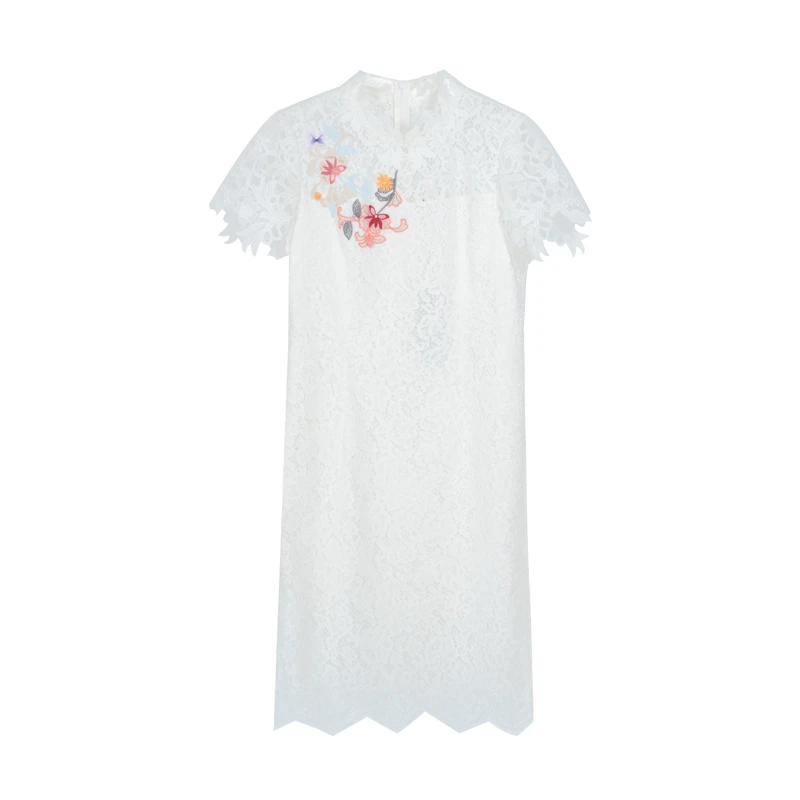 【谢心言】春季短袖圆领连衣裙国风绣花中式旗袍连衣裙ZA3212322158