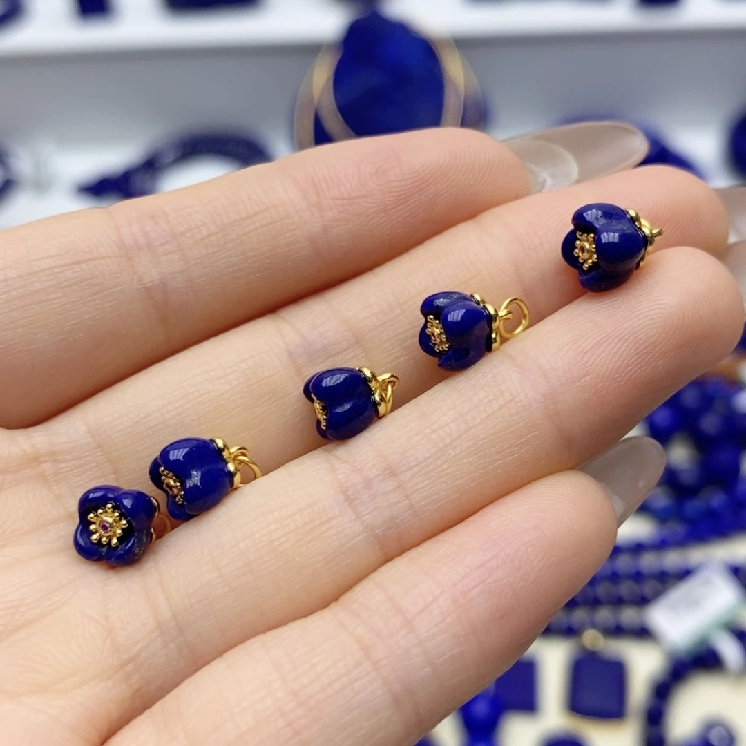 青金石银S925镀金镶嵌颈饰