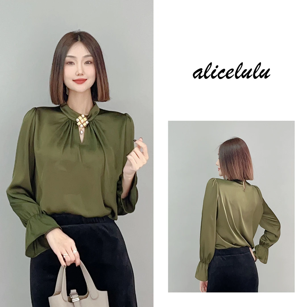 3 ALICE 王妃殿下衬衫 名媛缎面 立体配饰 S2140863E