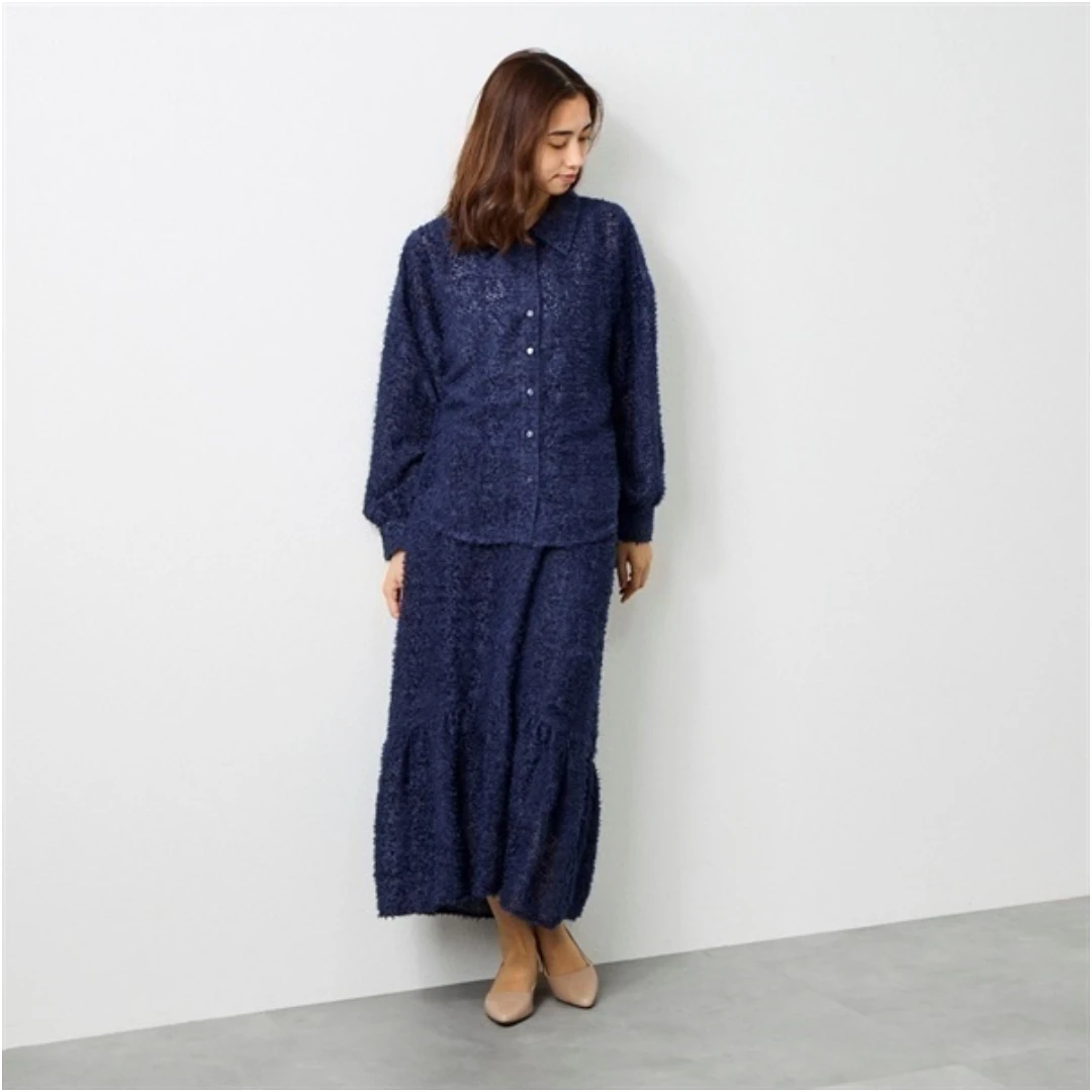 【Montendre】E 新款 藤本美貴 流苏休闲提花透明宽松半身裙