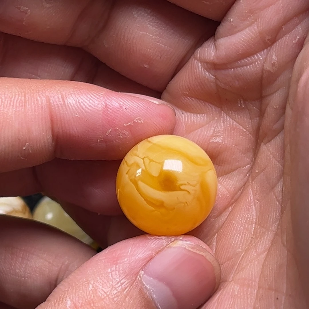 琥珀未镶嵌裸石蜜蜡焦皮橘红特色19.3