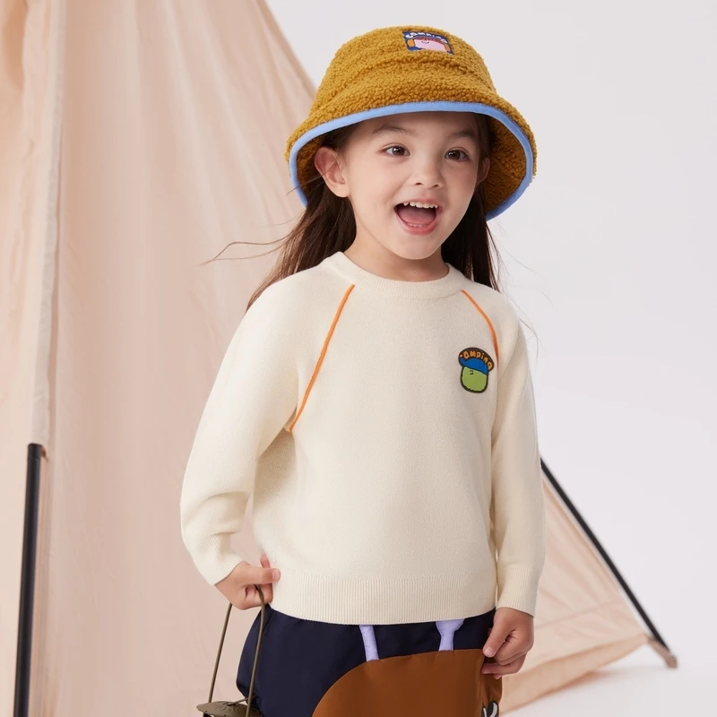 马拉丁童装儿童毛衣冬款男童女童小童插肩袖针织衫复古毛衣