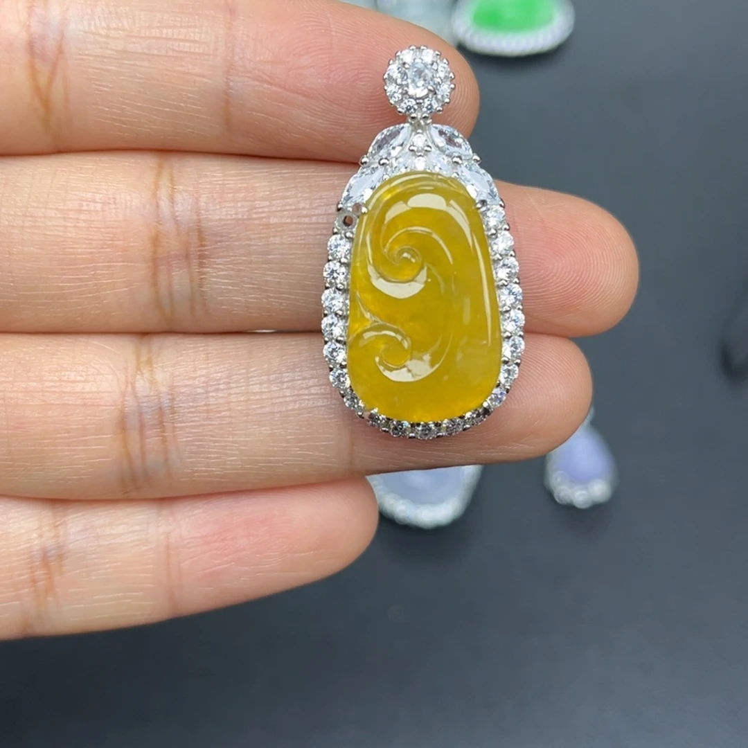 翡翠银S925镶嵌吊坠(不含链)