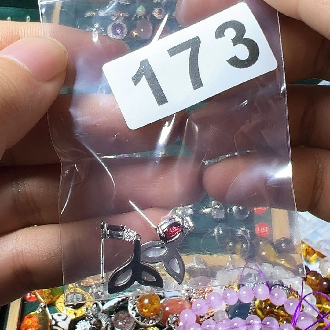 石榴石耳饰银S925镶嵌楠***n