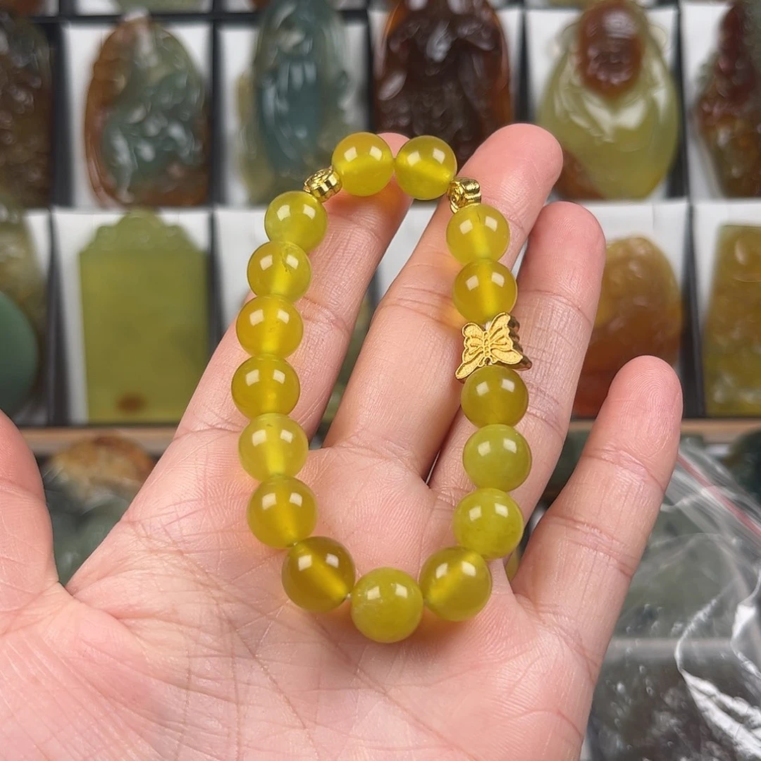 蛇纹石玉手链合金浩**谁