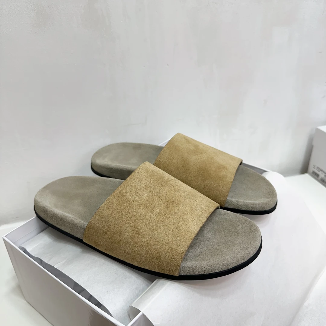 高货R0W博肯一字拖鞋女真皮一脚蹬柔软舒适平底鞋套趾休闲百搭